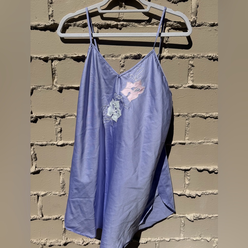 Natori Lavender Chemise with Floral Embroidery